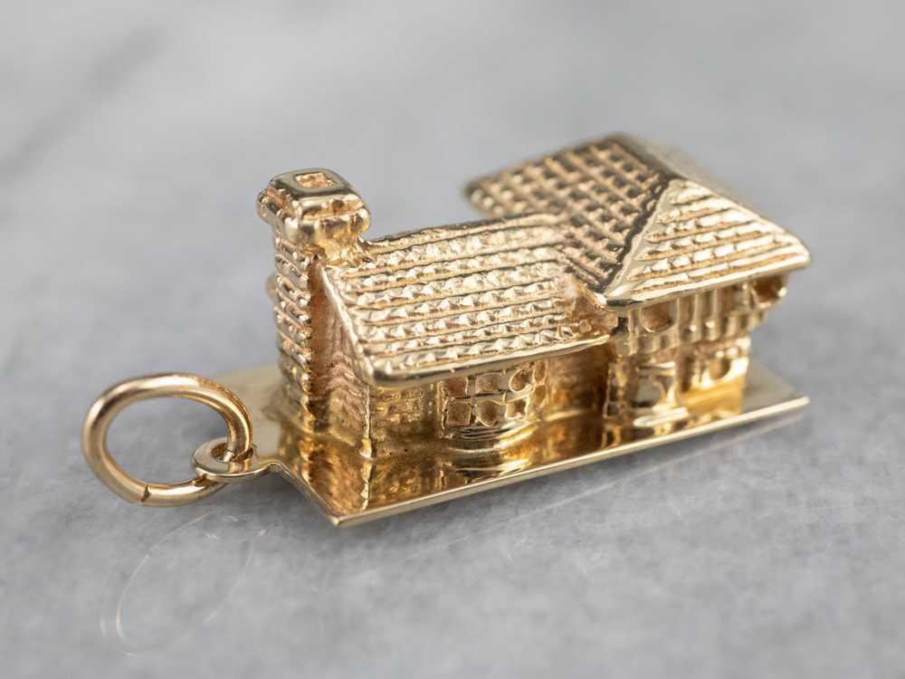 Vintage Gold House Charm Pendant - image 2