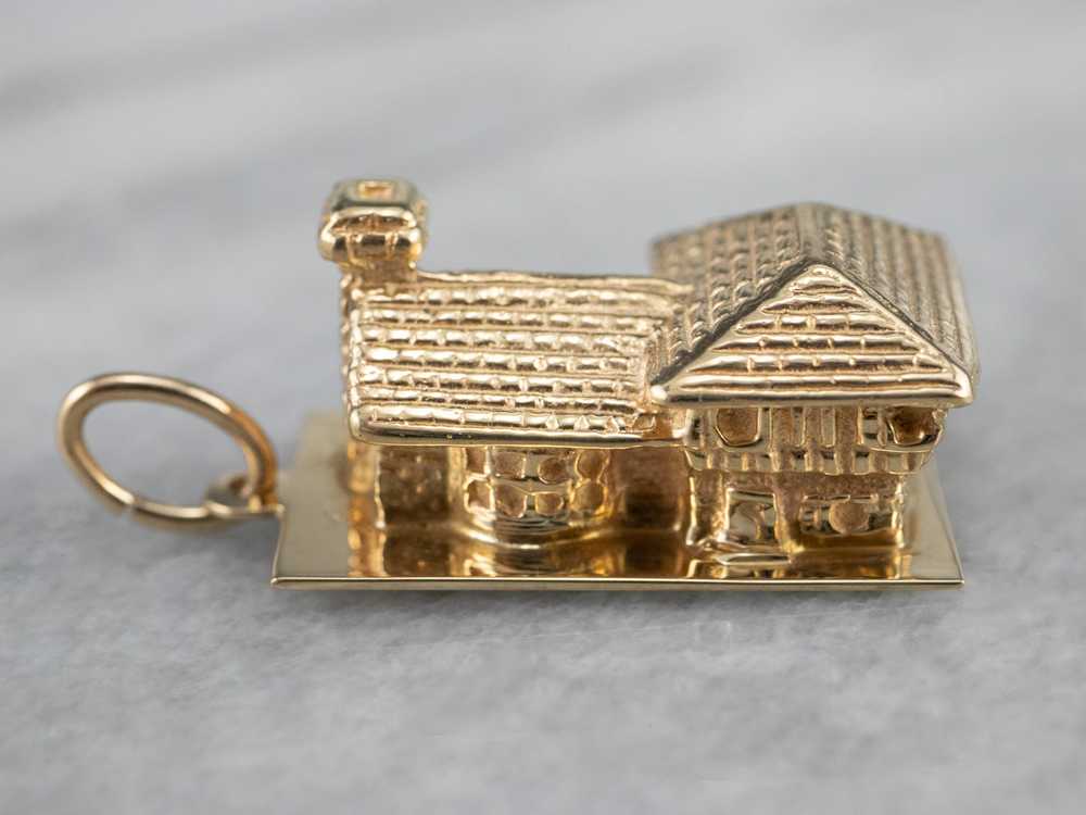 Vintage Gold House Charm Pendant - image 3