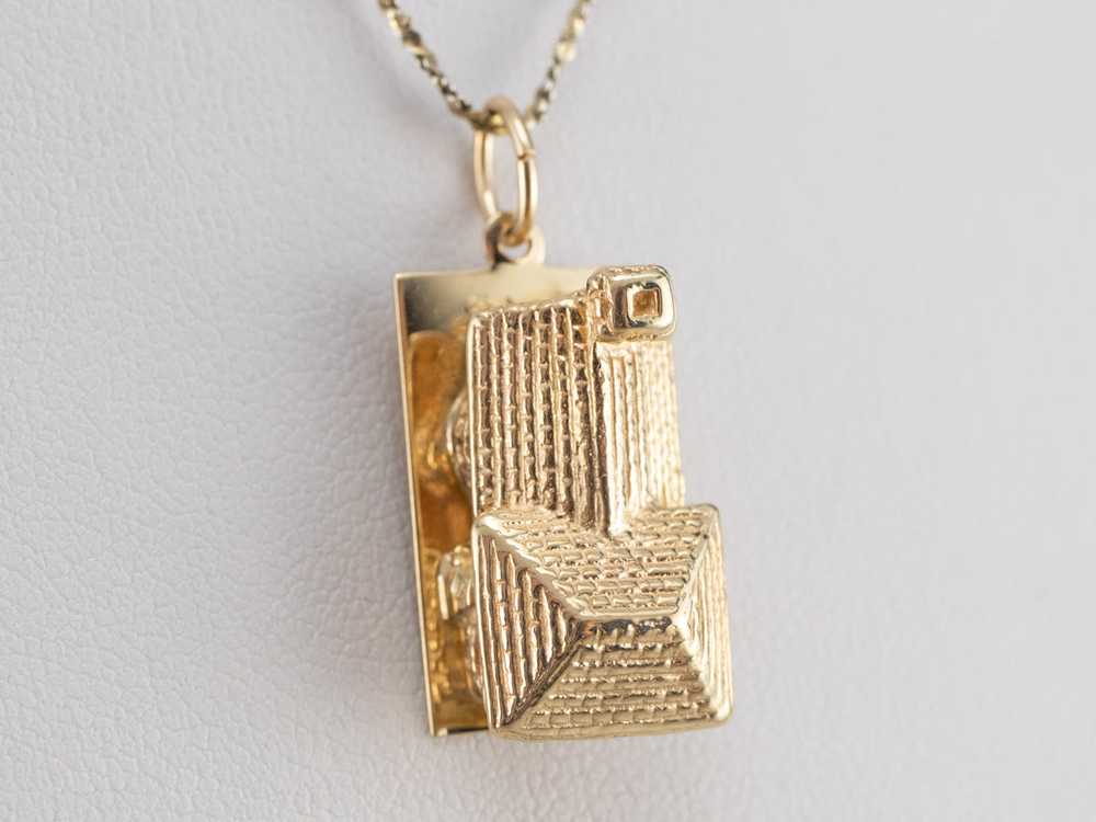 Vintage Gold House Charm Pendant - image 8