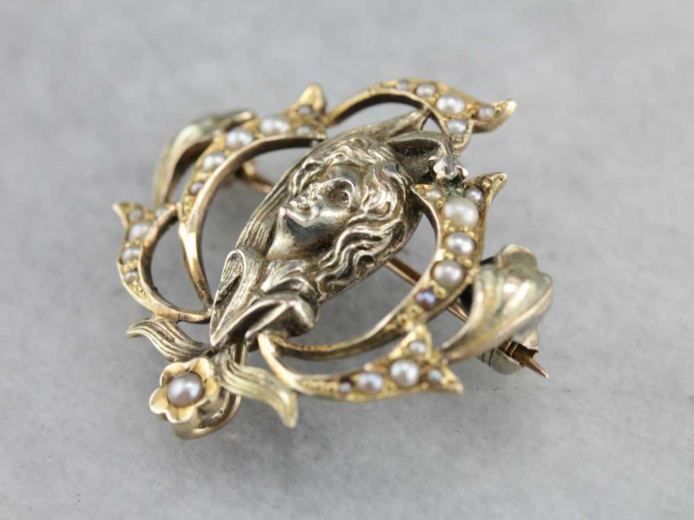 Art Nouveau Diamond Goddess Pin - image 2