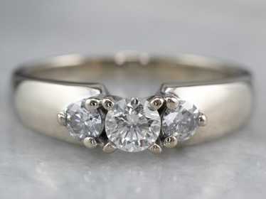 Three Diamond White Gold Engagement Ring - image 1