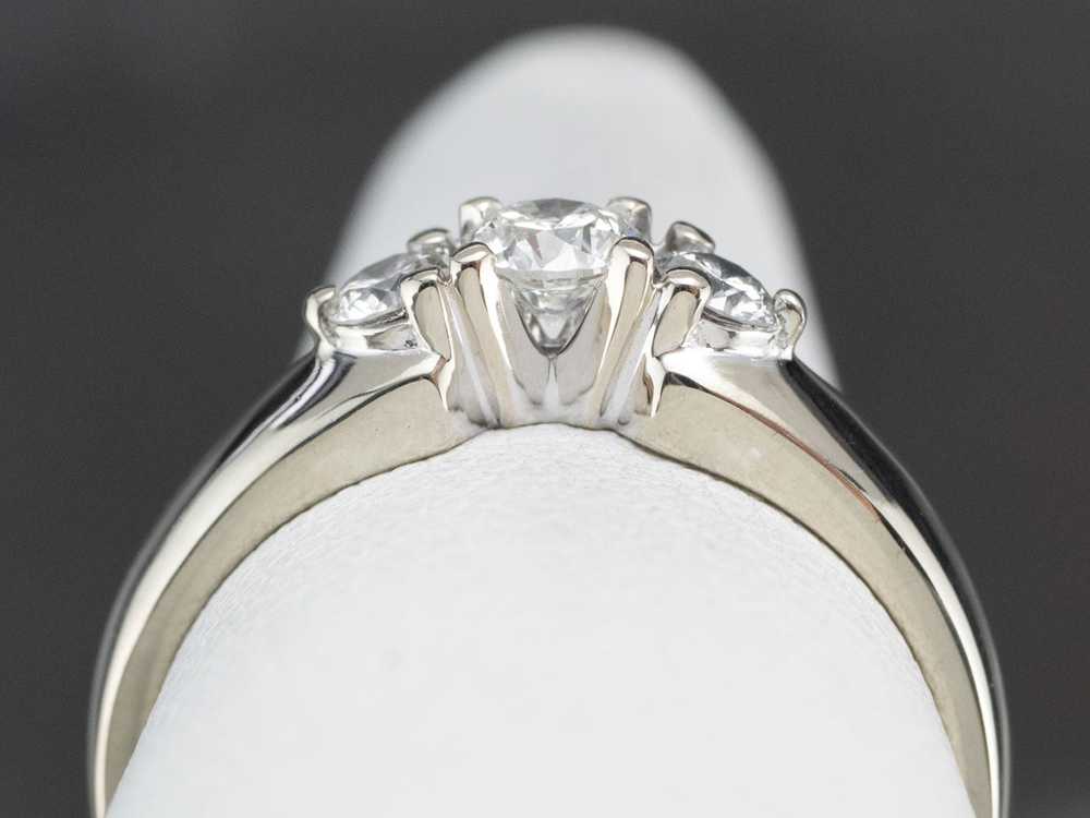 Three Diamond White Gold Engagement Ring - image 8