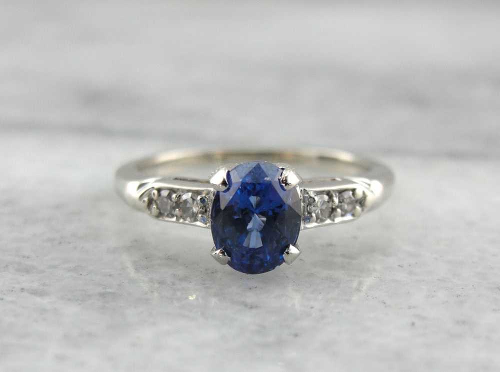 Fine Sapphire Engagement Ring with Diamond Accents - image 1