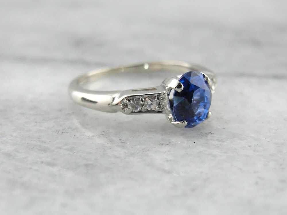 Fine Sapphire Engagement Ring with Diamond Accents - image 2