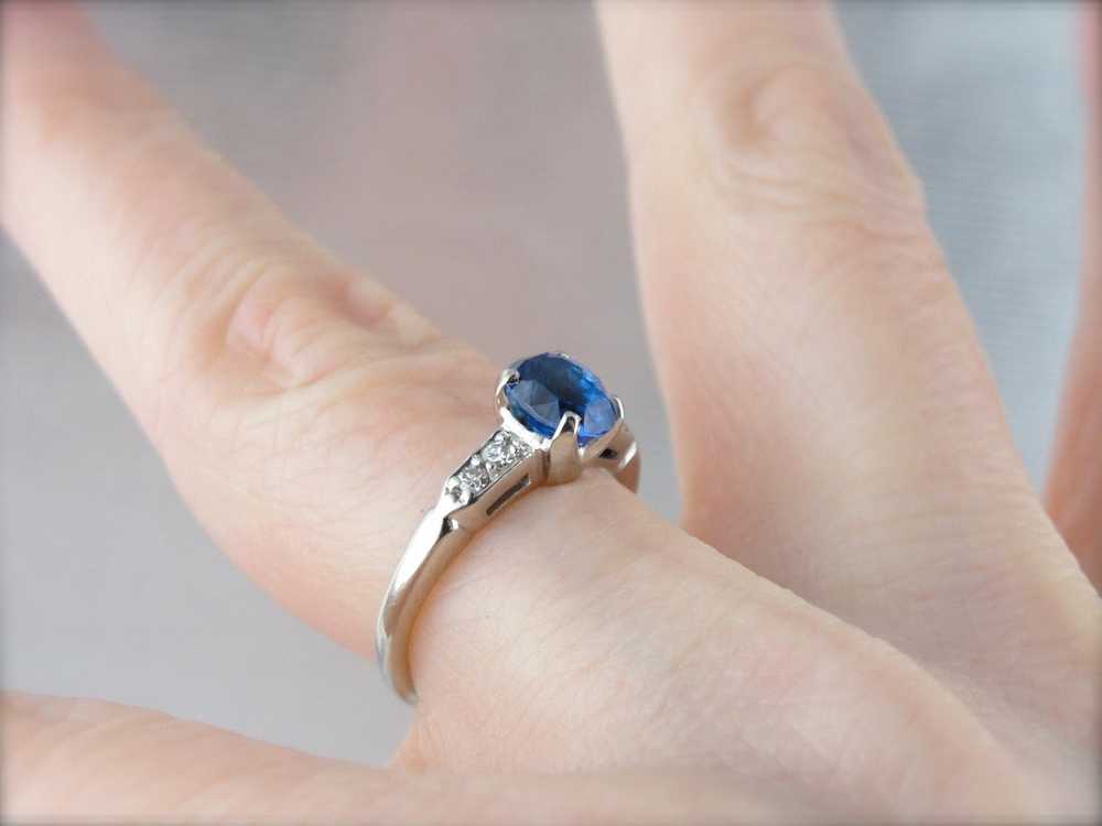 Fine Sapphire Engagement Ring with Diamond Accents - image 4