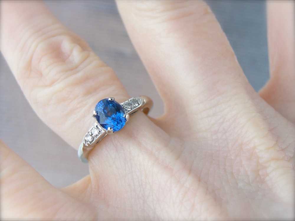 Fine Sapphire Engagement Ring with Diamond Accents - image 5