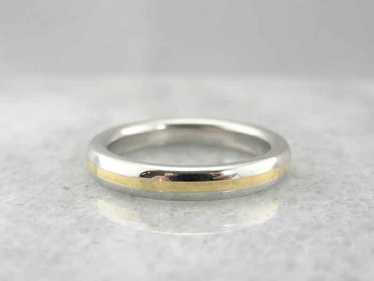 Simple Platinum and 18K Yellow Gold Mixed Metals … - image 1