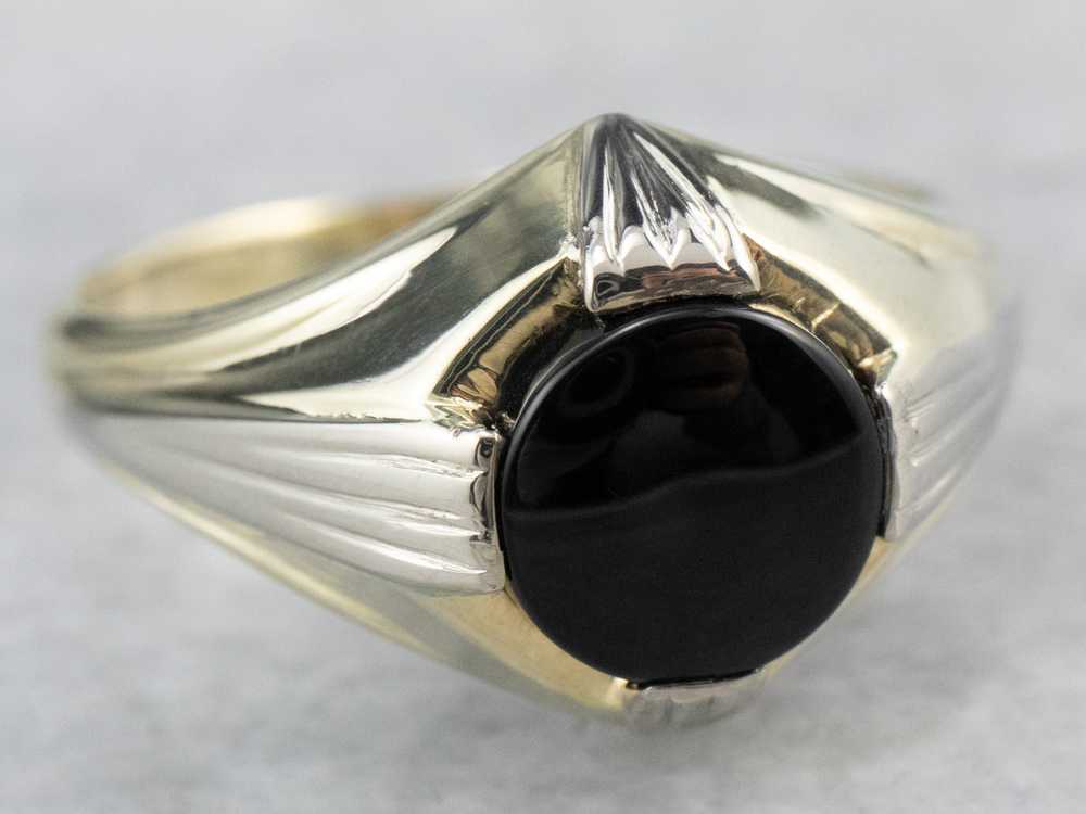 Retro Era Black Onyx Solitaire Ring - image 3