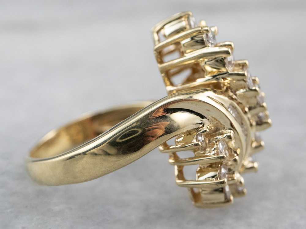 Baguette and Round Cut Diamond Bypass Ring - image 4