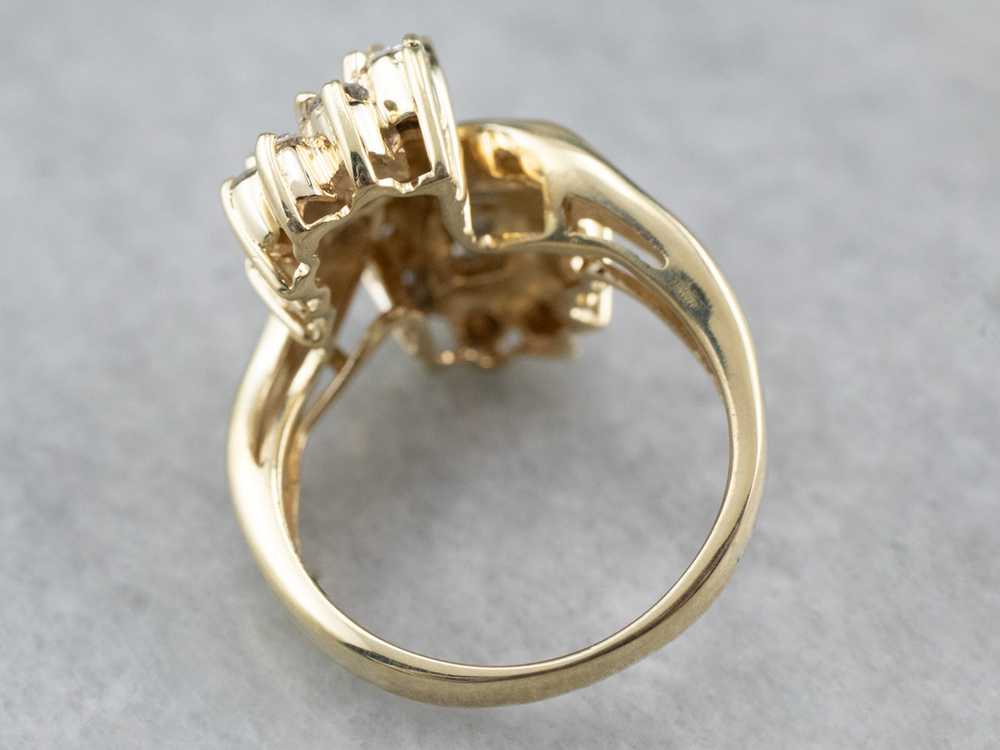 Baguette and Round Cut Diamond Bypass Ring - image 5