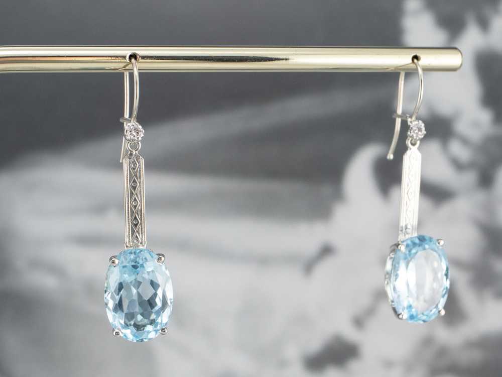 Blue Topaz and Diamond Drop Earrings - image 10