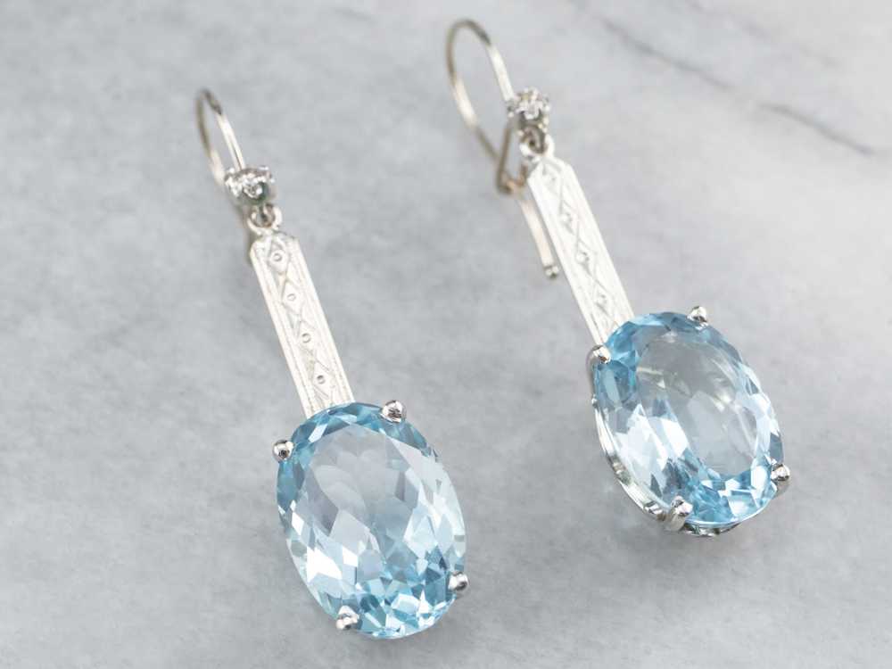 Blue Topaz and Diamond Drop Earrings - image 1