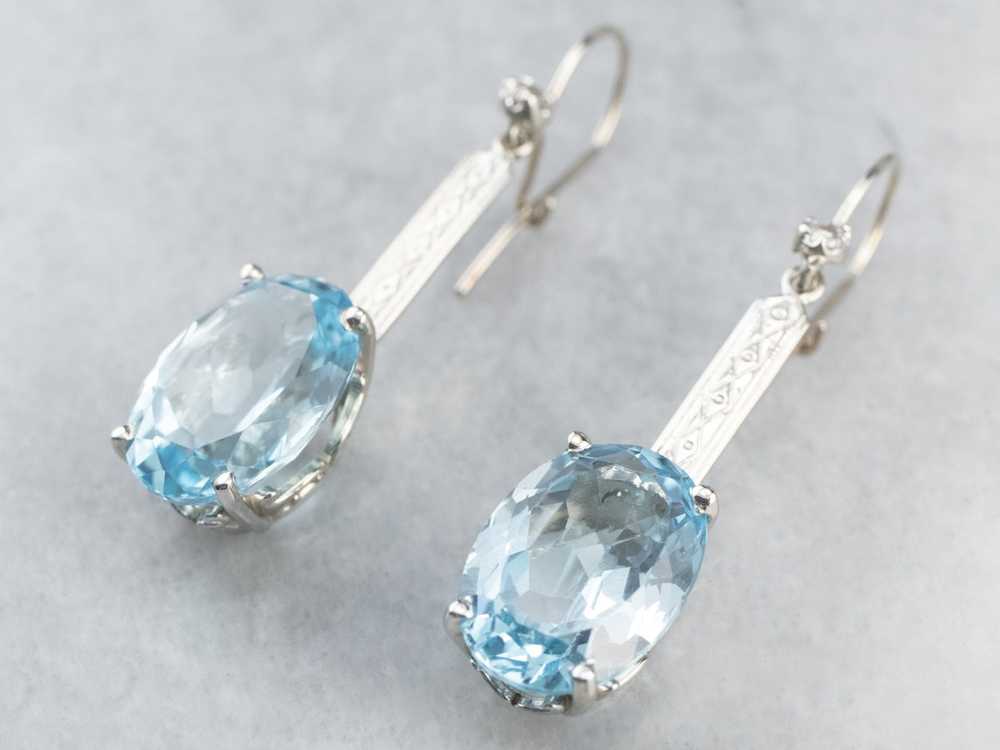 Blue Topaz and Diamond Drop Earrings - image 3