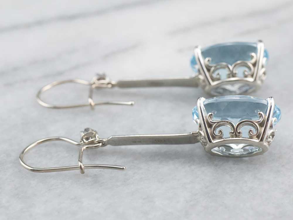 Blue Topaz and Diamond Drop Earrings - image 4