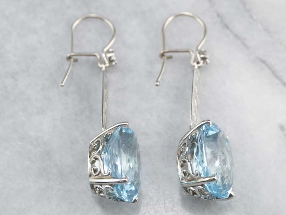 Blue Topaz and Diamond Drop Earrings - image 5