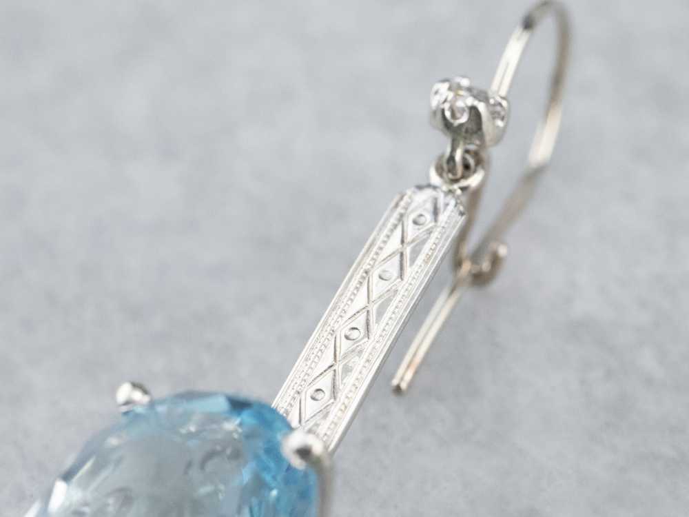 Blue Topaz and Diamond Drop Earrings - image 6