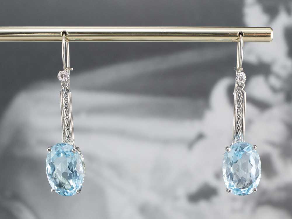 Blue Topaz and Diamond Drop Earrings - image 8