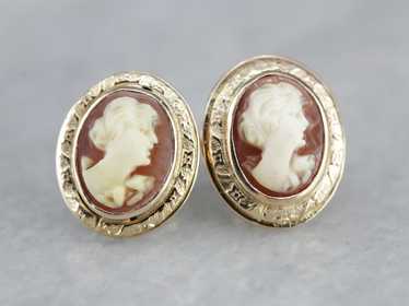 Vintage Cameo Stud Earrings - image 1