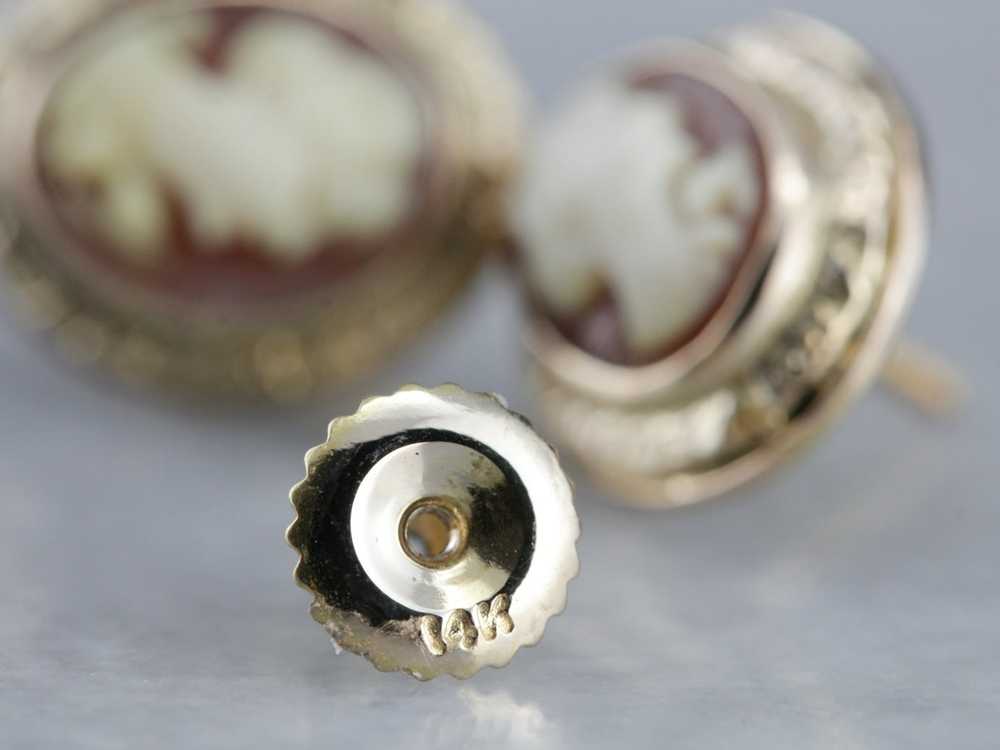 Vintage Cameo Stud Earrings - image 3