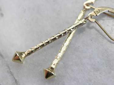 Etched Yellow Gold Drop Earrings - image 1