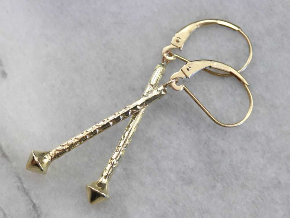 Etched Yellow Gold Drop Earrings - image 2