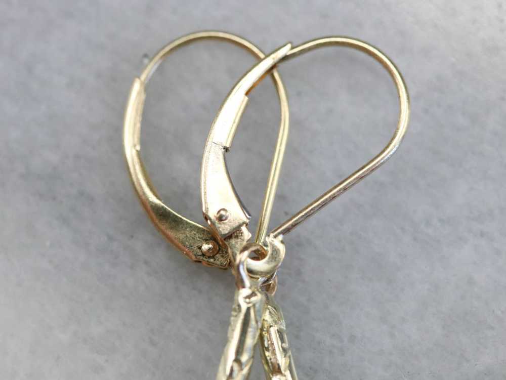 Etched Yellow Gold Drop Earrings - image 3