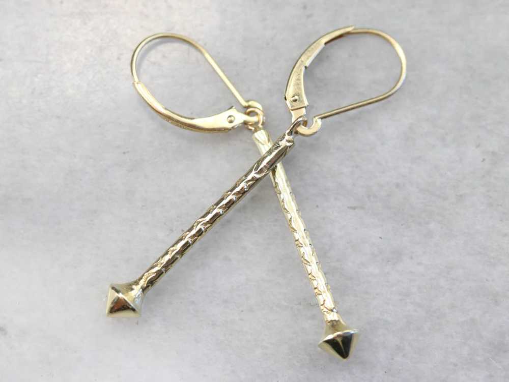 Etched Yellow Gold Drop Earrings - image 4