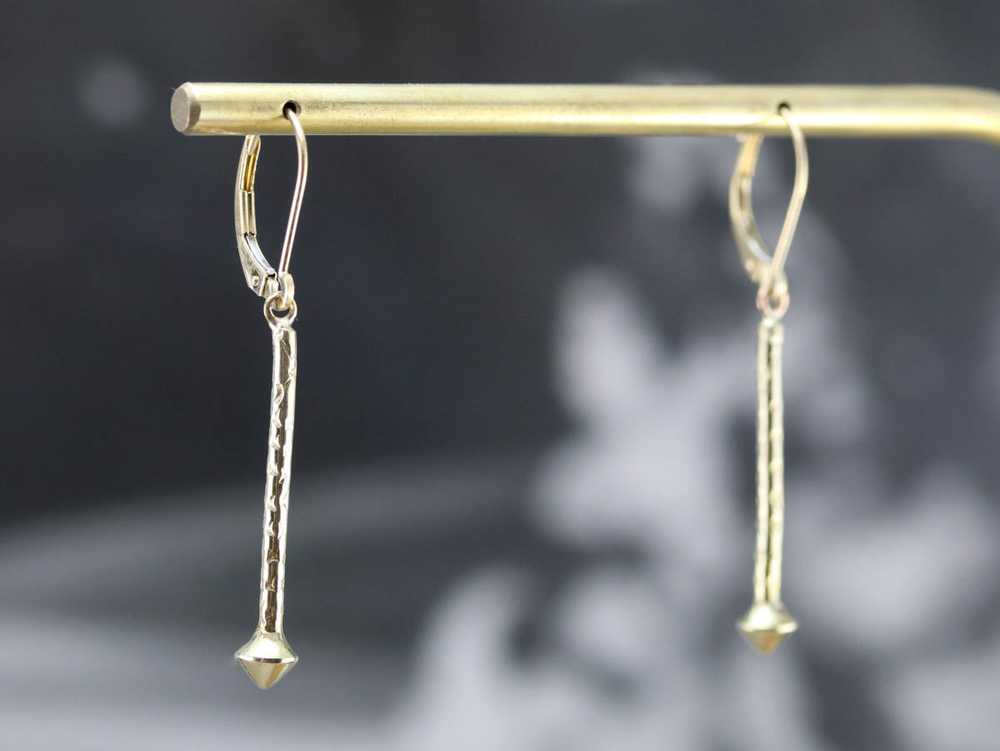 Etched Yellow Gold Drop Earrings - image 7