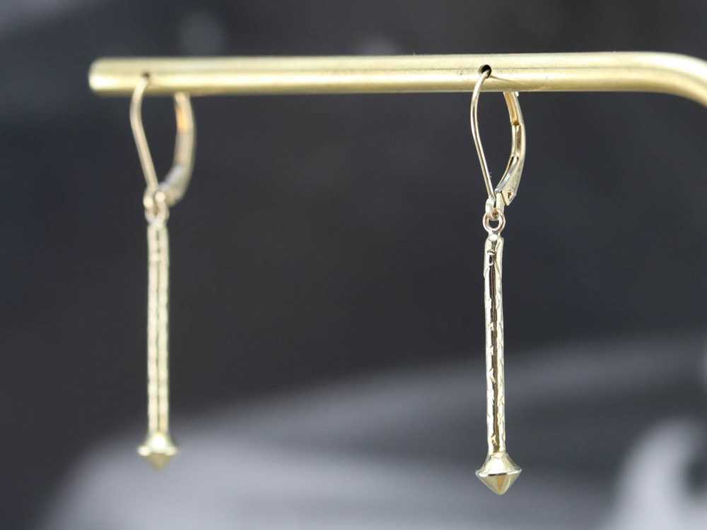 Etched Yellow Gold Drop Earrings - image 8