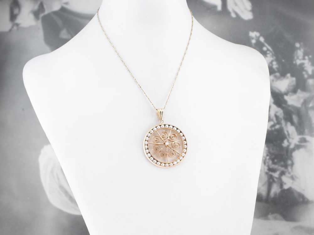 Buttercup Diamond and Pearl Pendant - image 10