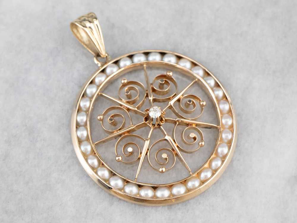 Buttercup Diamond and Pearl Pendant - image 1