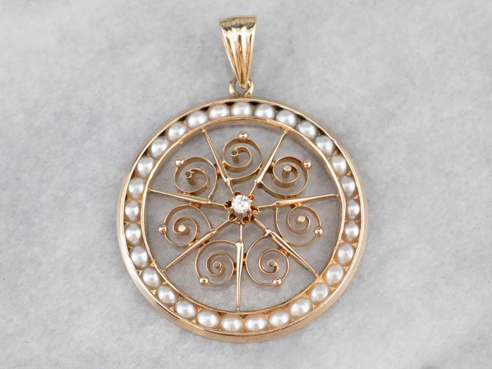 Buttercup Diamond and Pearl Pendant - image 2