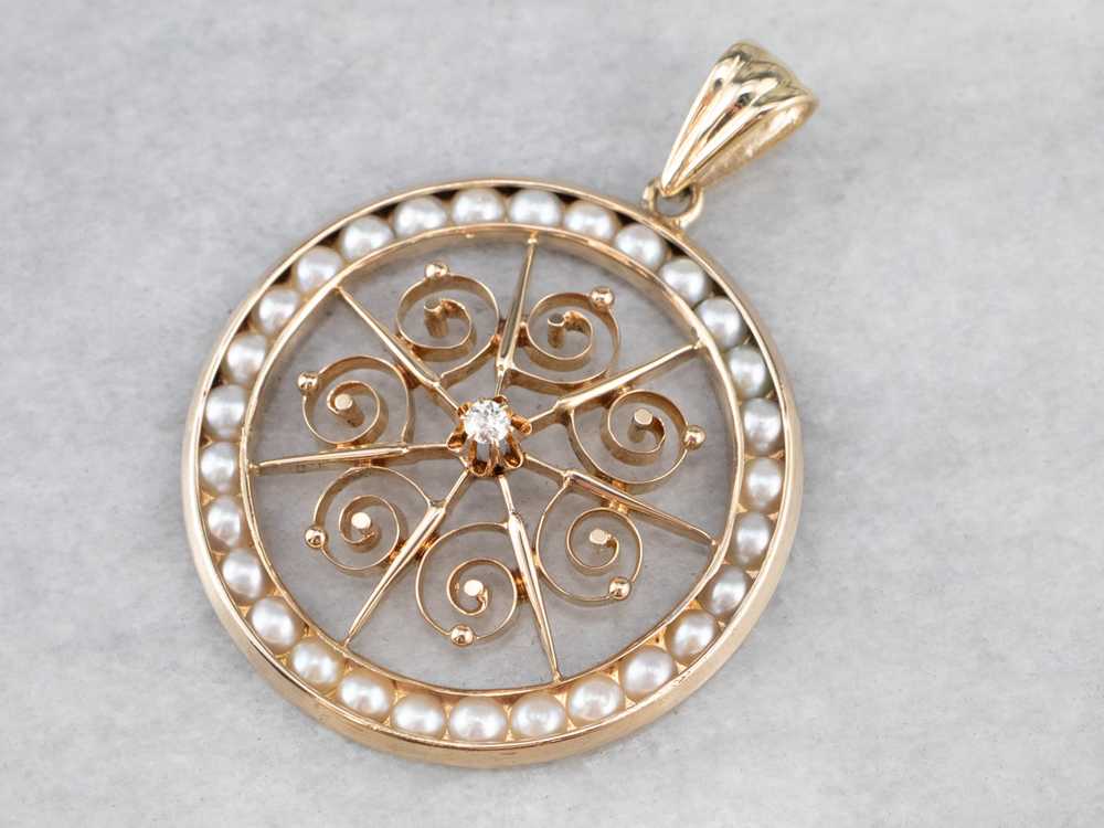 Buttercup Diamond and Pearl Pendant - image 3