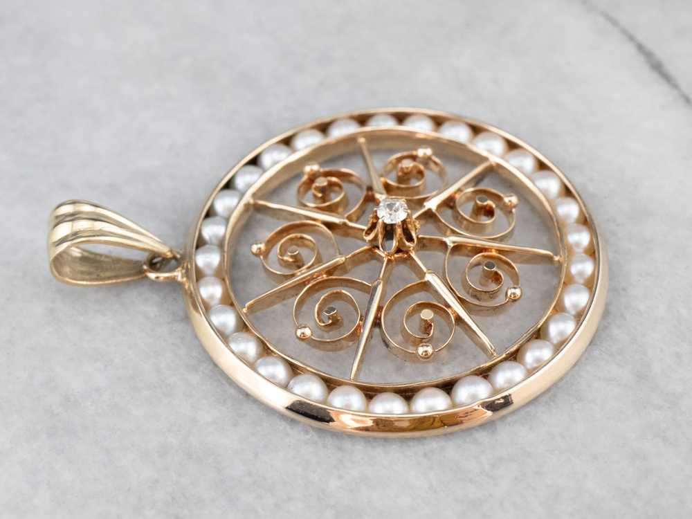 Buttercup Diamond and Pearl Pendant - image 4