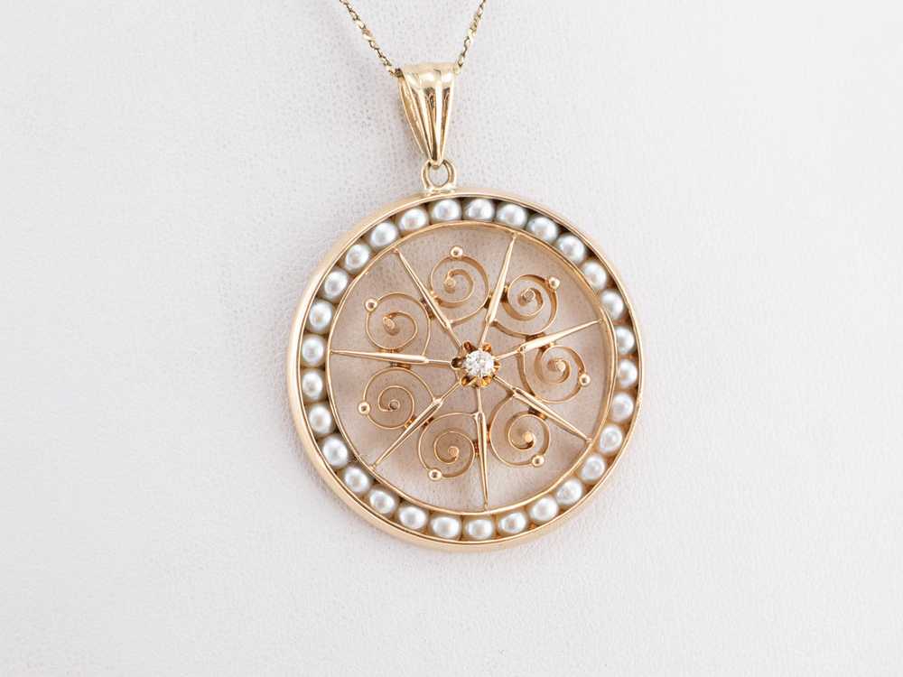 Buttercup Diamond and Pearl Pendant - image 8