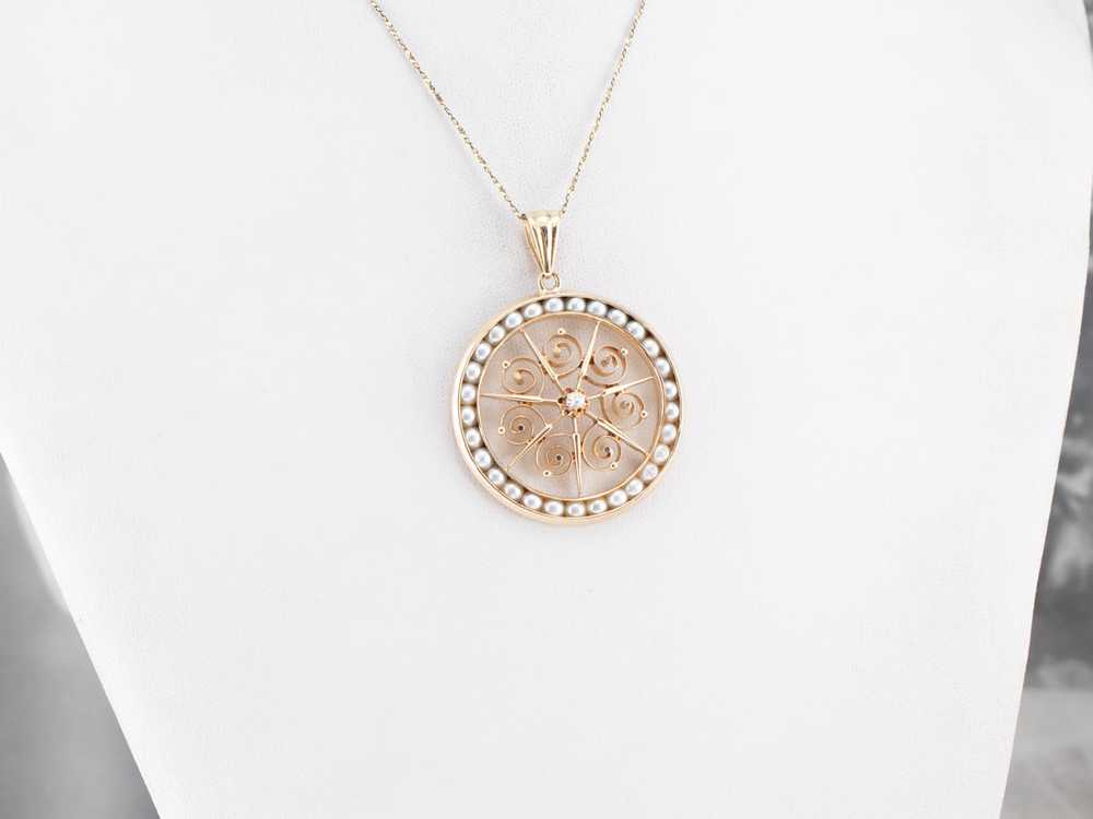 Buttercup Diamond and Pearl Pendant - image 9