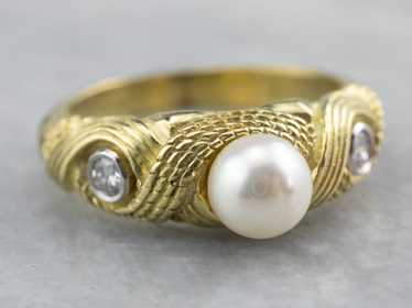 Nautical Pearl and Diamond Ring - image 1