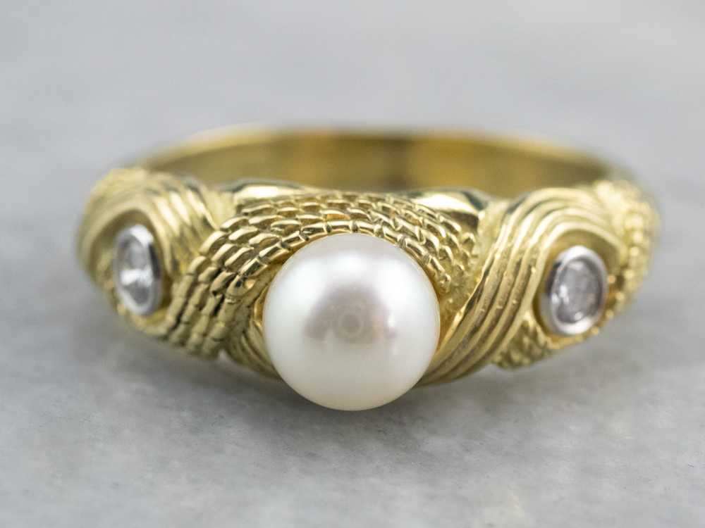 Nautical Pearl and Diamond Ring - image 2