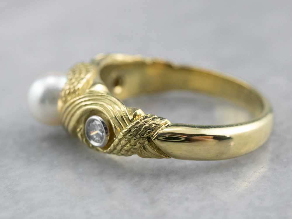 Nautical Pearl and Diamond Ring - image 4