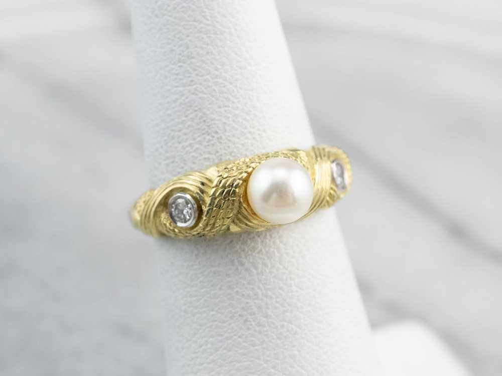 Nautical Pearl and Diamond Ring - image 7