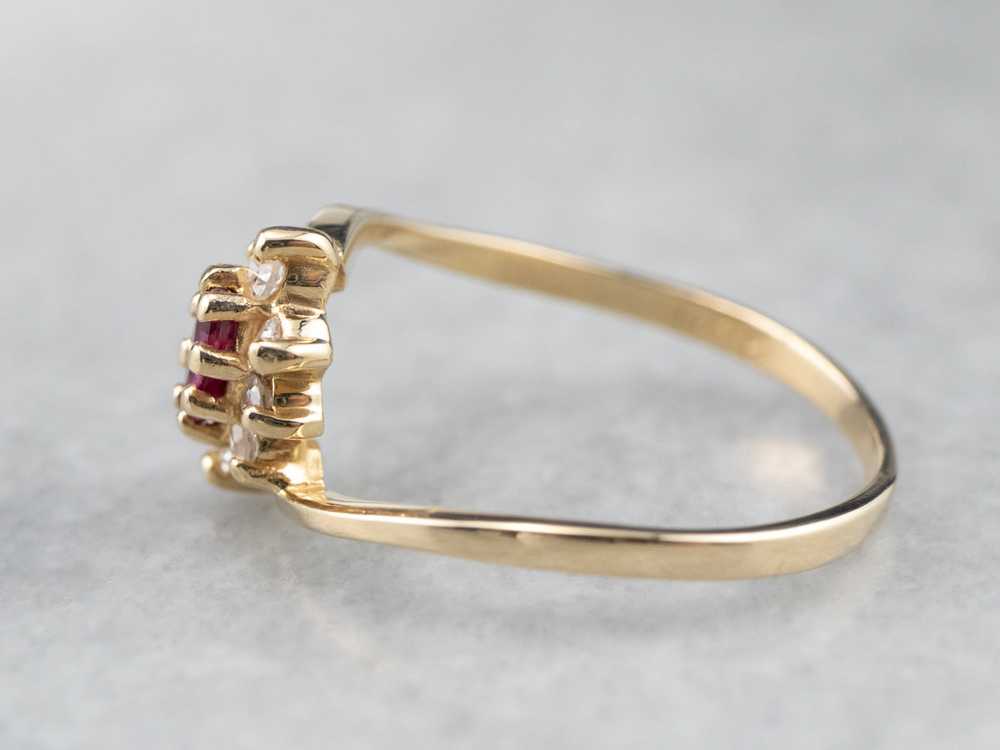 Marquise Ruby Diamond Halo Gold Ring - image 4