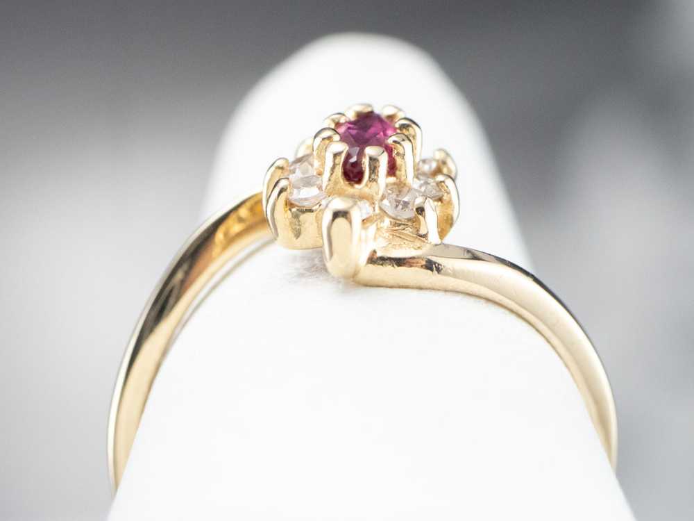 Marquise Ruby Diamond Halo Gold Ring - image 8