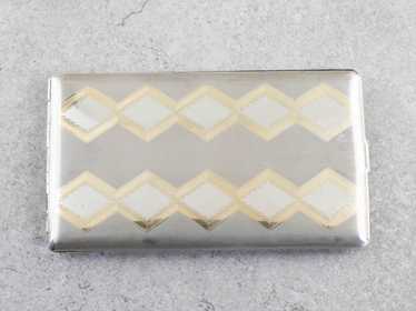 Vintage Chevron Patterned Silver Cigarette Case - image 1