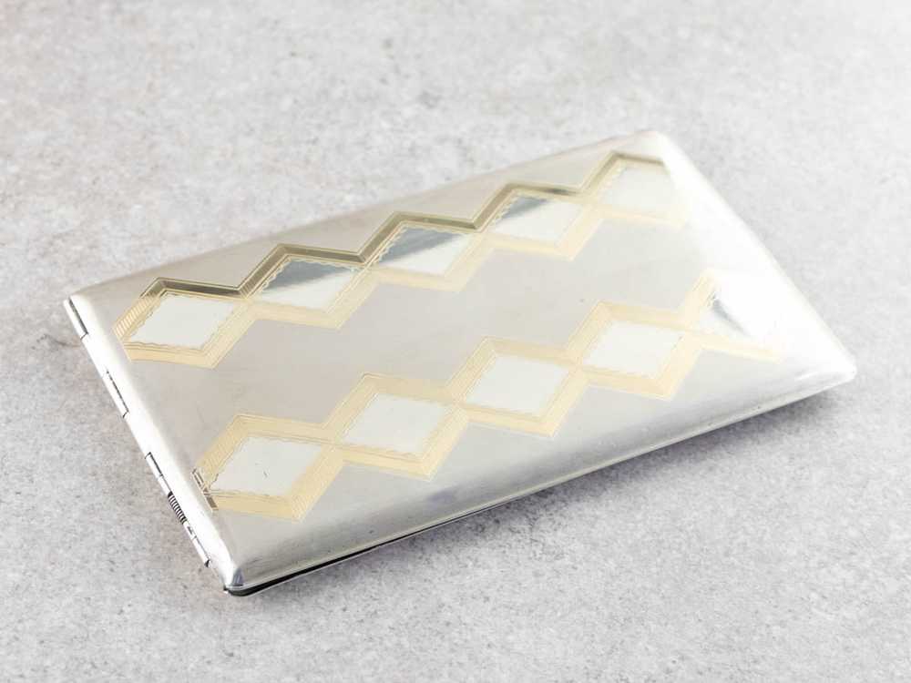 Vintage Chevron Patterned Silver Cigarette Case - image 2