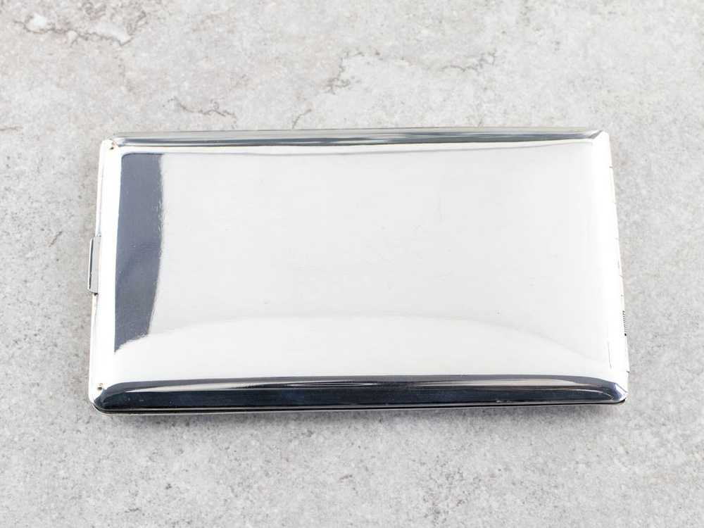 Vintage Chevron Patterned Silver Cigarette Case - image 5