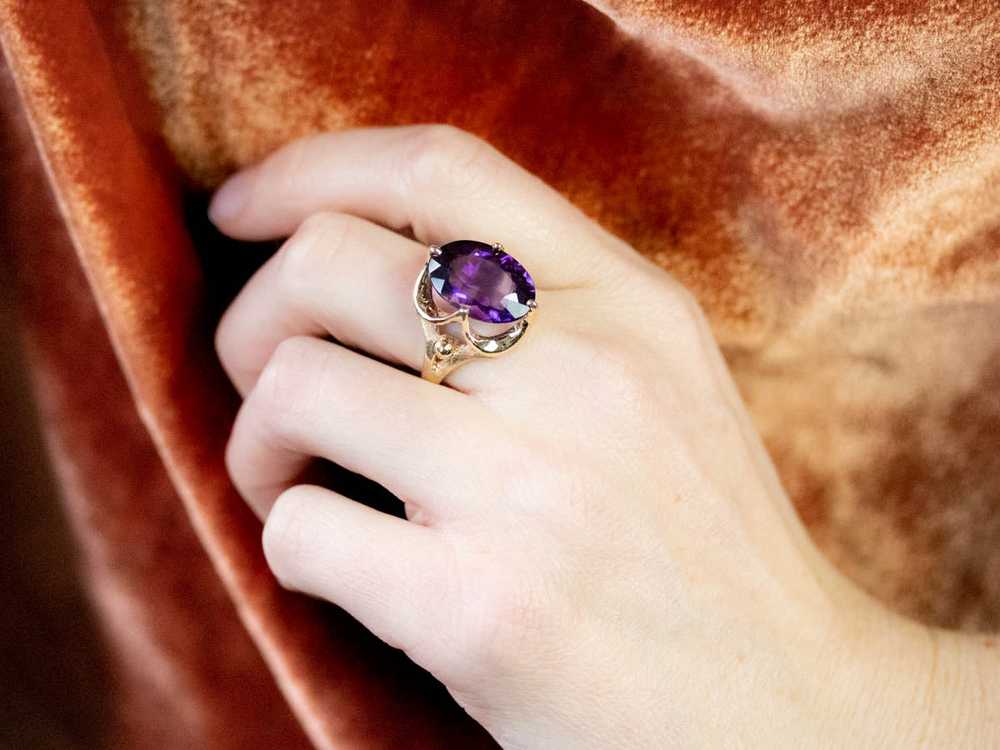 Yellow Gold Amethyst Statement Ring - image 10