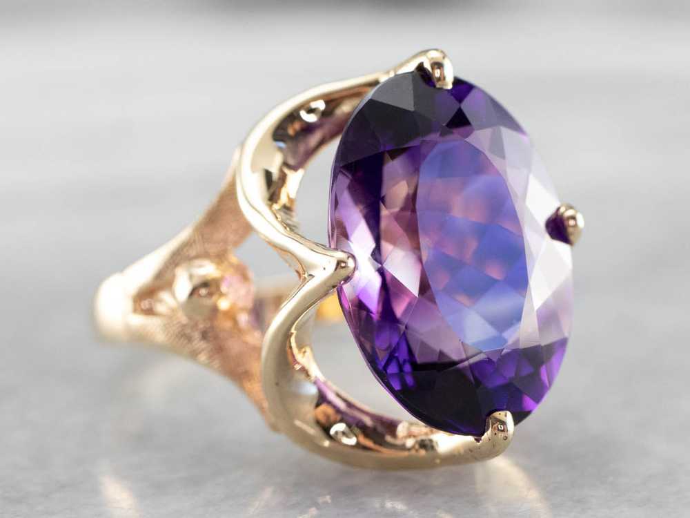 Yellow Gold Amethyst Statement Ring - image 1