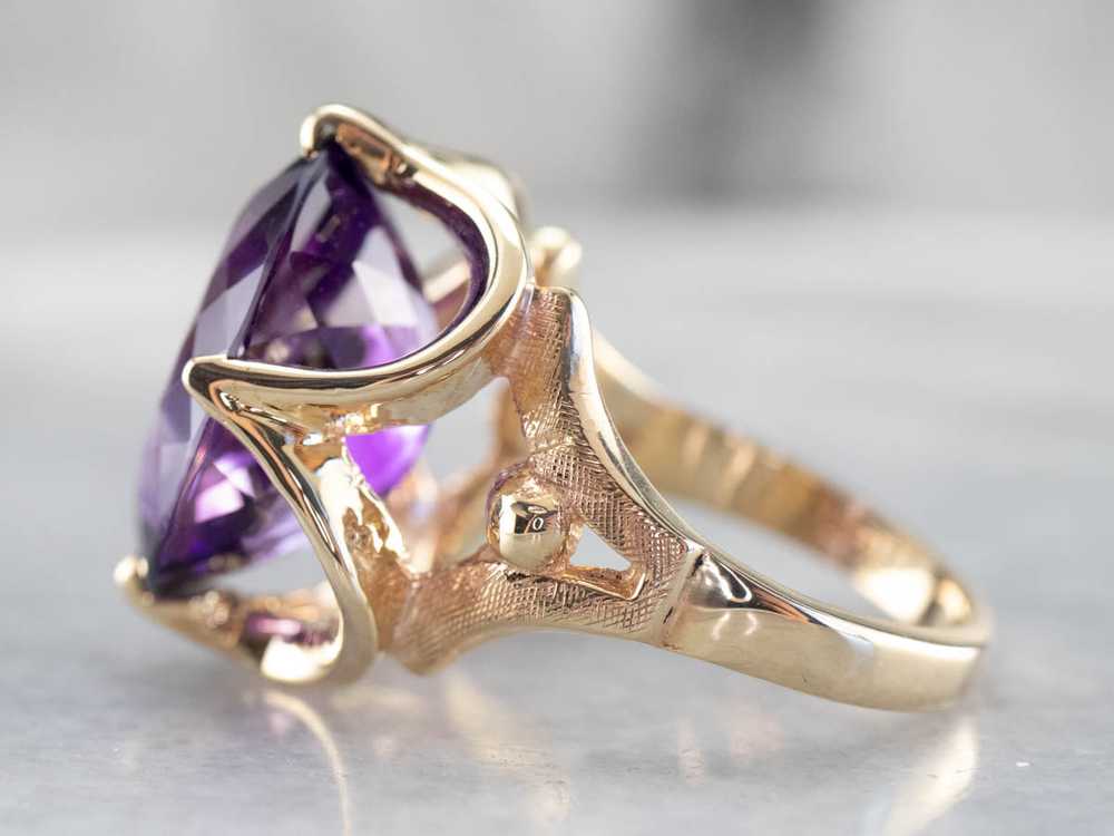 Yellow Gold Amethyst Statement Ring - image 4