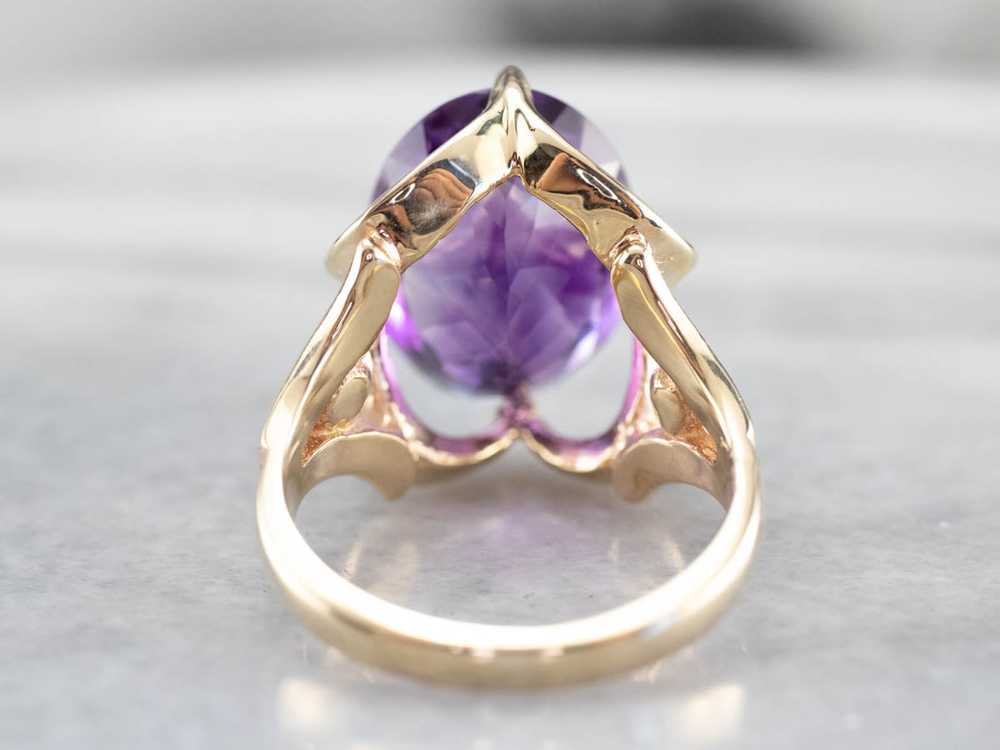 Yellow Gold Amethyst Statement Ring - image 6