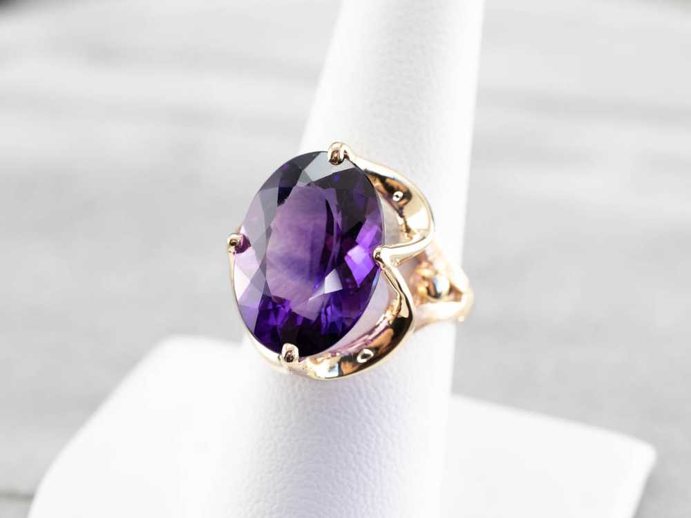 Yellow Gold Amethyst Statement Ring - image 7